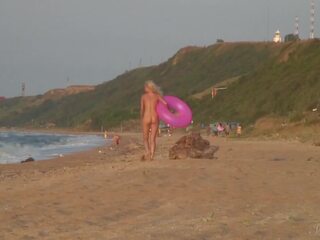 College damsel Agnes Walks Around The Beach Full Nude (With An Audience)