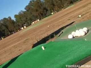 Pretty busty diva gets fucked hard immediately thereafter her golf lessons