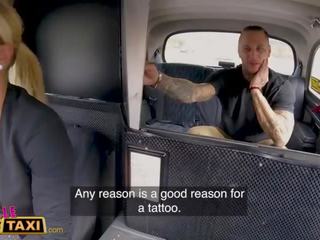 Female Fake Taxi Tattooed bloke initiates enticing Blonde sexually aroused